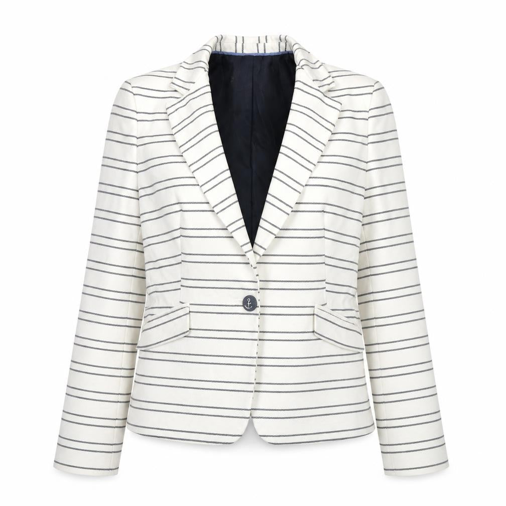 Zara Womens White Striped Jacket Blazer Size XS Button