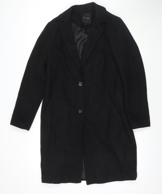 New Look Womens Black Overcoat Coat Size 8 Button