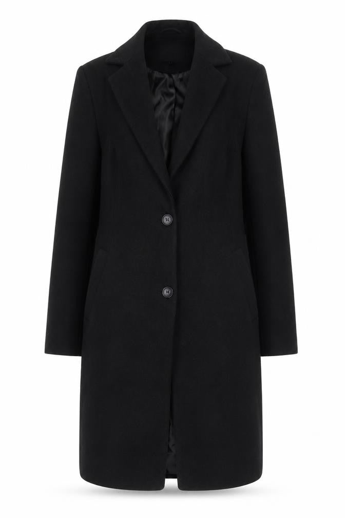 New Look Womens Black Overcoat Coat Size 8 Button