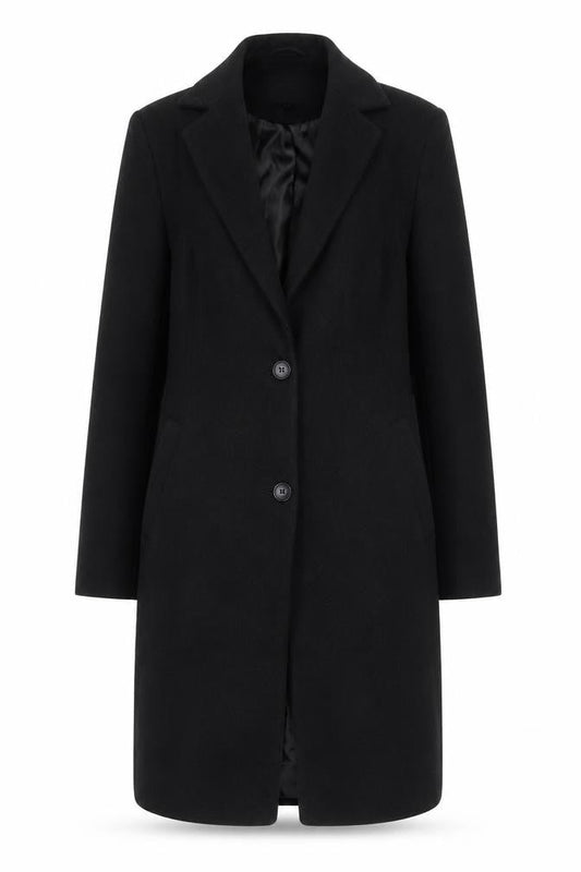 New Look Womens Black Overcoat Coat Size 8 Button