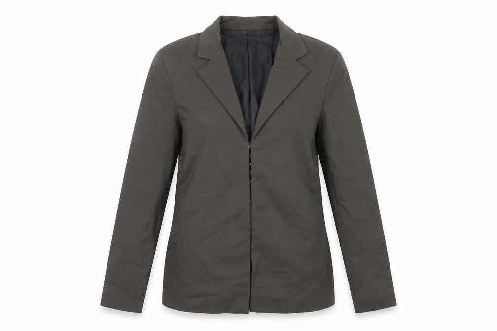 Zara Womens Green Jacket Blazer Size L Hook & Eye - Ruched Sides