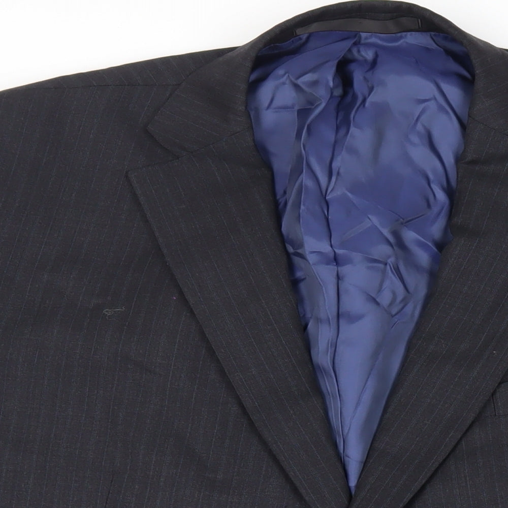 Marks and Spencer Mens Grey Striped Wool Jacket Suit Jacket Size 46 Regular