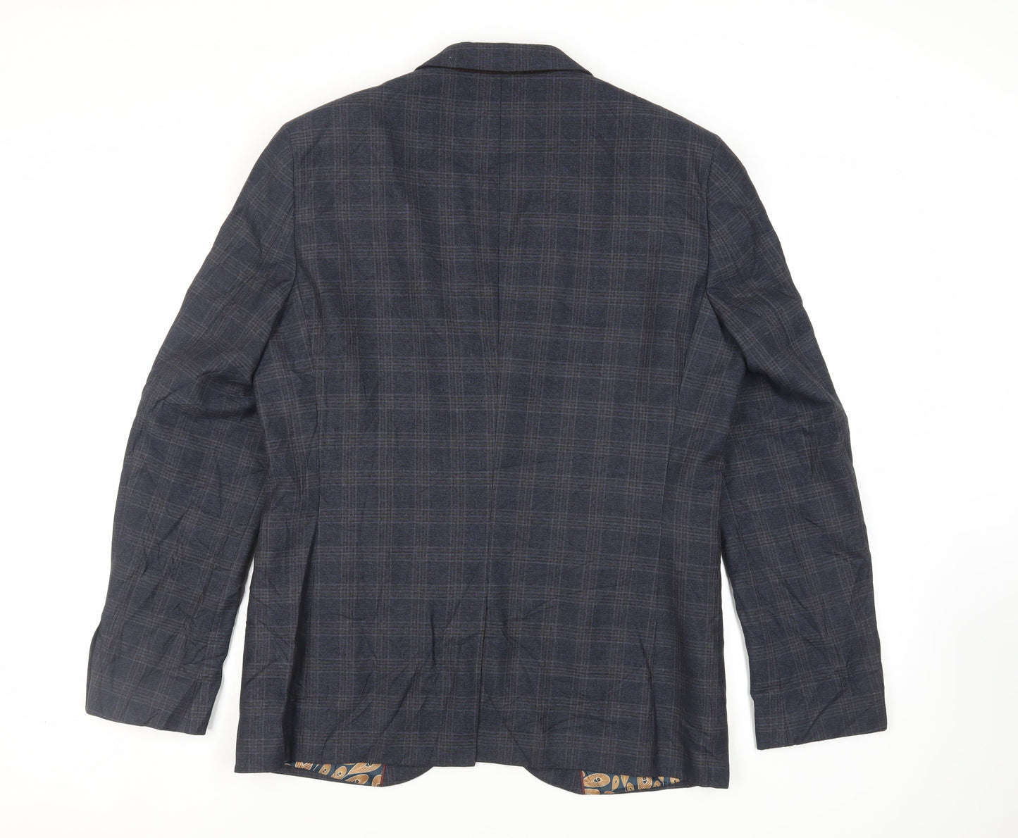 NEXT Mens Blue Plaid Polyester Jacket Suit Jacket Size 42 Regular