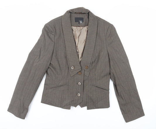 NEXT Womens Brown Striped Jacket Blazer Size 12 Button