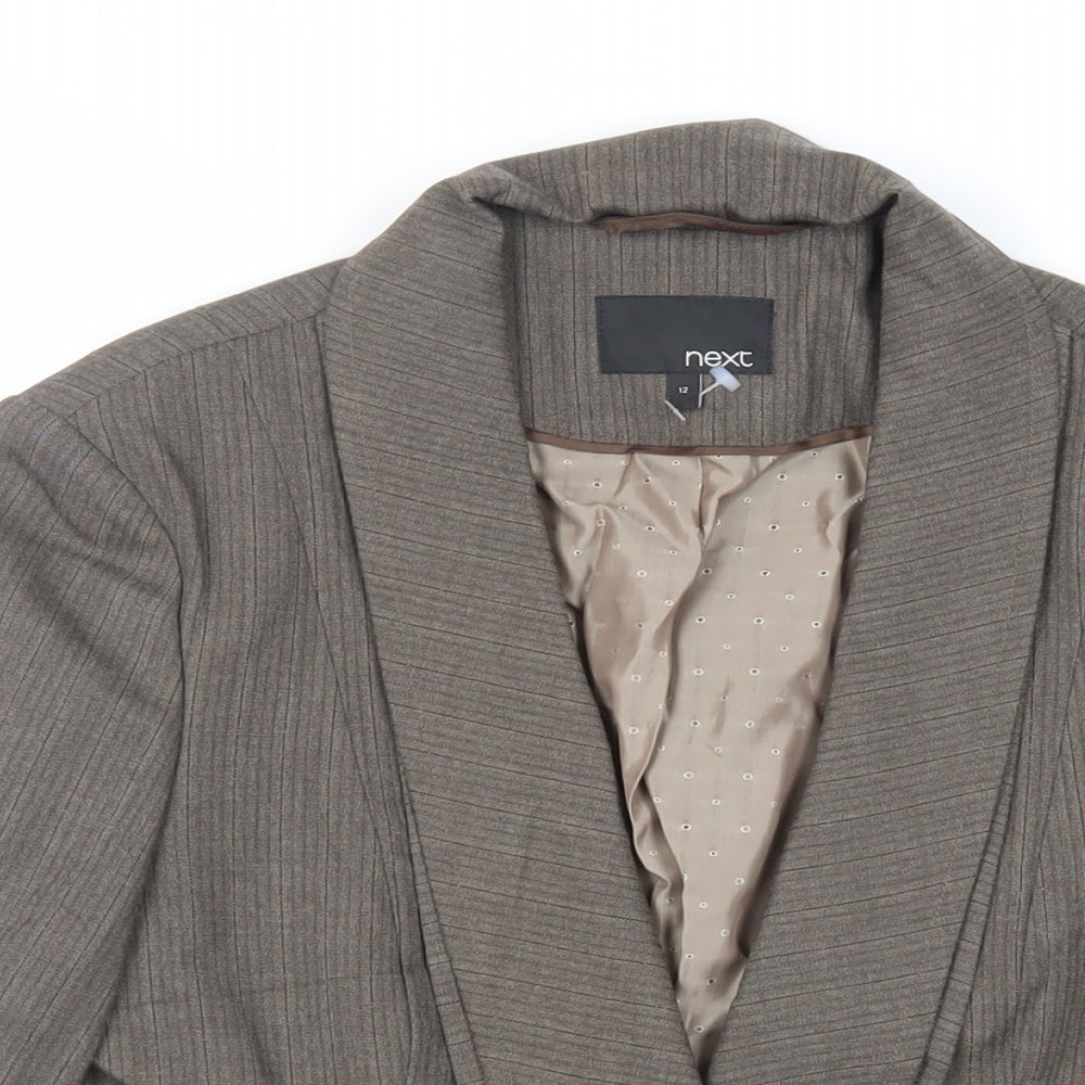 NEXT Womens Brown Striped Jacket Blazer Size 12 Button