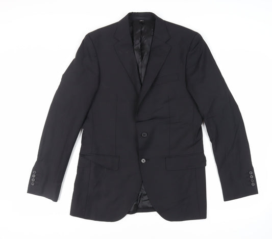 Marks and Spencer Mens Black Wool Jacket Suit Jacket Size 38 Regular