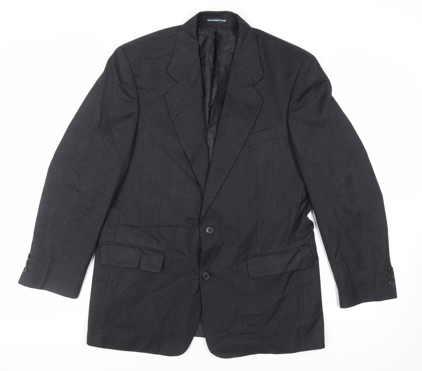 Greenwoods Mens Black Wool Jacket Suit Jacket Size 40 Regular
