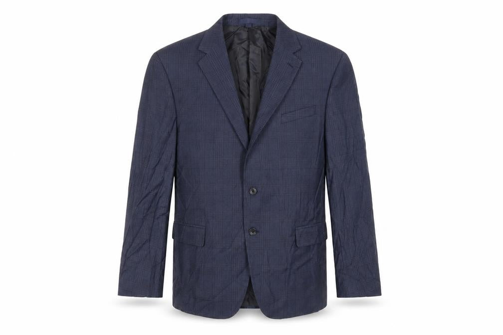 Marks & Spencer Mens Blue Plaid Wool Jacket Suit Jacket Size 46 Regular