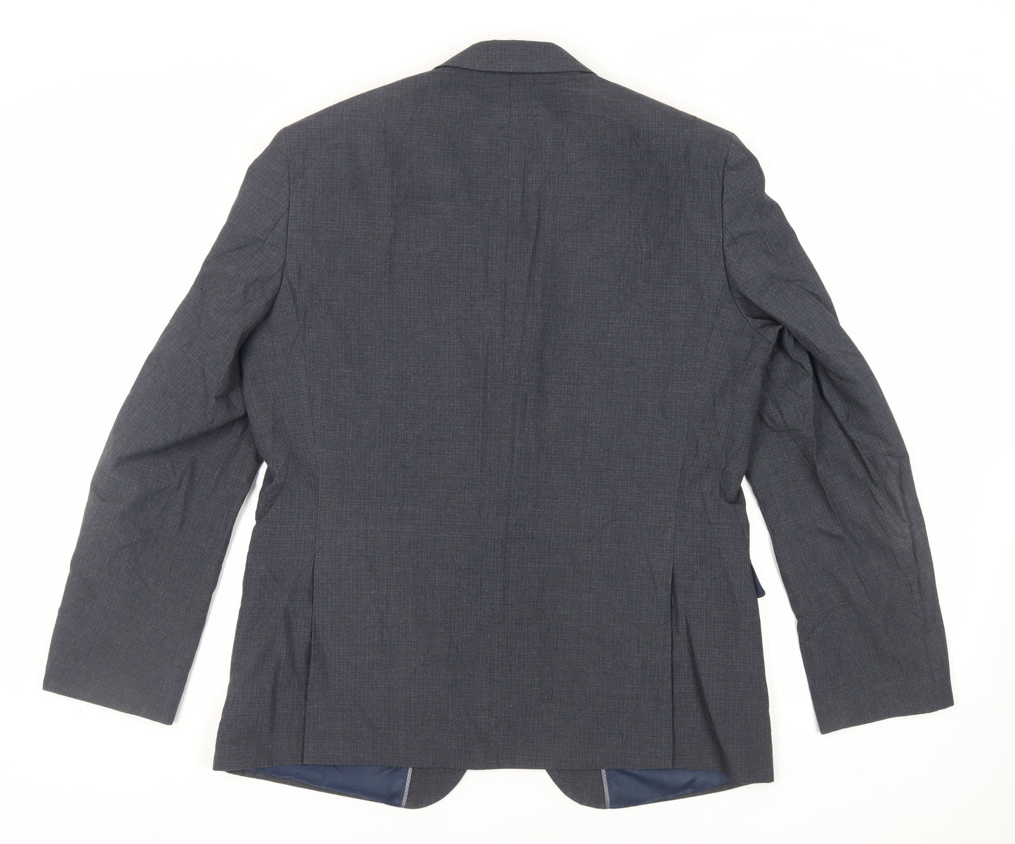 Marks and Spencer Mens Blue Plaid Polyester Jacket Suit Jacket Size 42 Regular