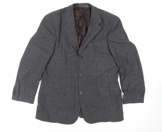 Woodhouse Mens Grey Plaid Wool Jacket Suit Jacket Size 40 Regular