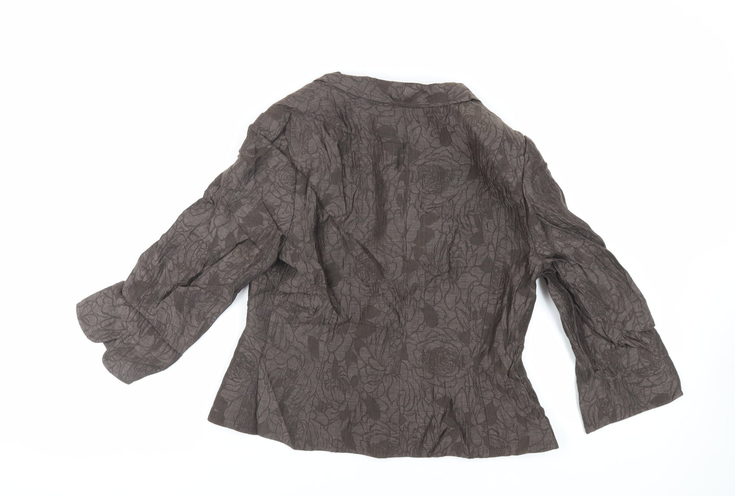 Paddy Campbell Womens Brown Floral Jacket Size 14 Button