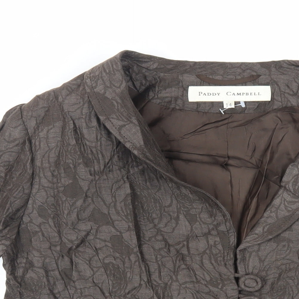 Paddy Campbell Womens Brown Floral Jacket Size 14 Button