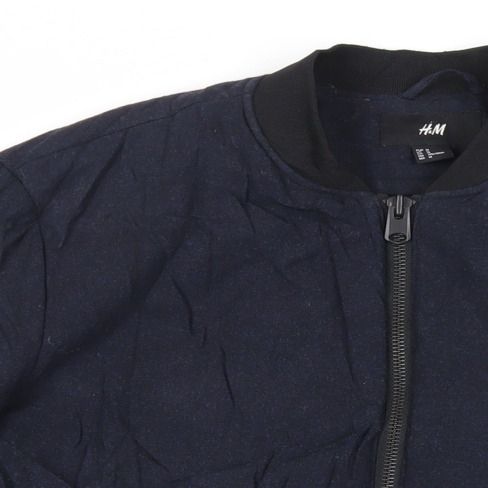 H&M Mens Blue Bomber Jacket Jacket Size M Zip