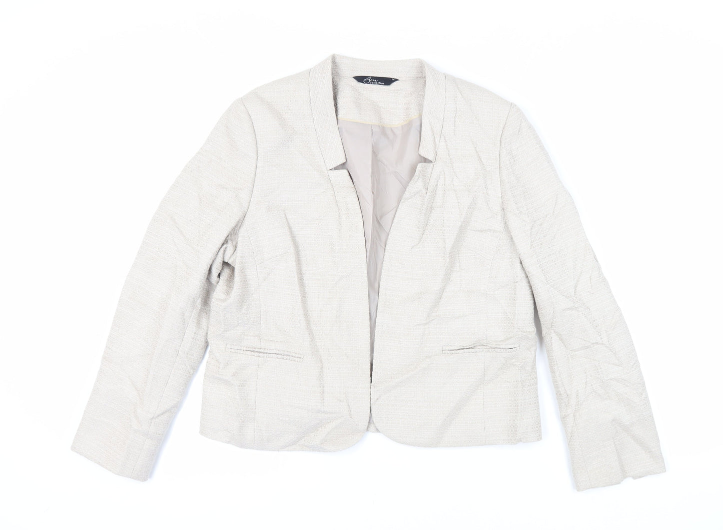 Bonmarché Womens Beige Jacket Blazer Size 14 - Open