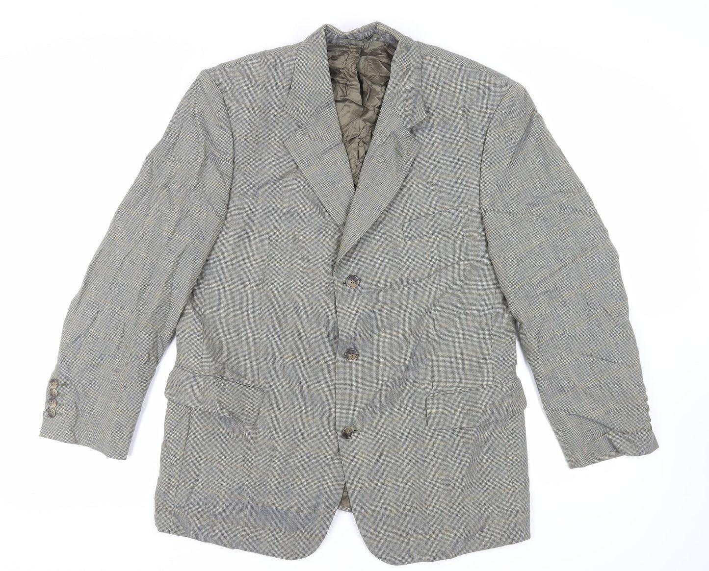 Odermark Mens Green Geometric Wool Jacket Suit Jacket Size 40 Regular