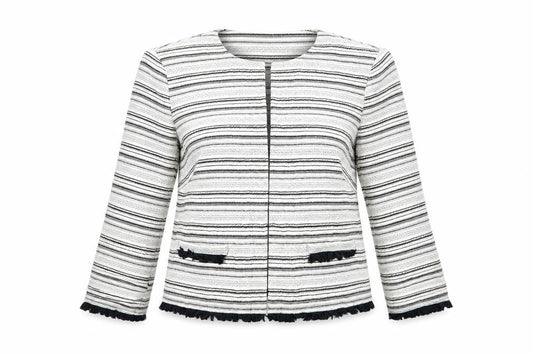 Marks & Spencer Womens White Striped Jacket Blazer Size 12 - Open