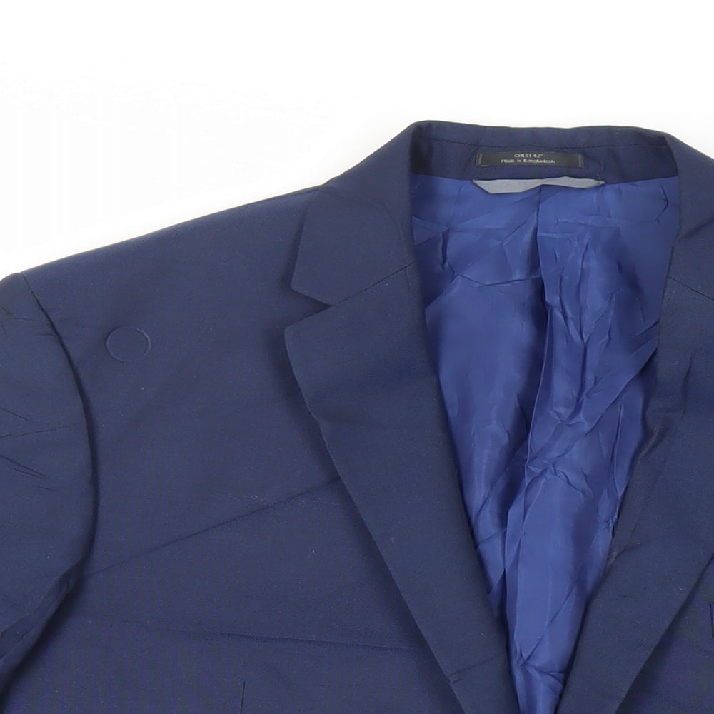 Marks and Spencer Mens Blue Polyester Jacket Suit Jacket Size 42 Regular