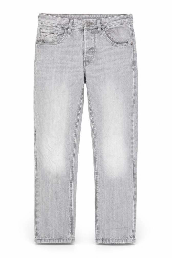 Easy Mens Grey Cotton Straight Jeans Size 30 in L29 in Slim Button
