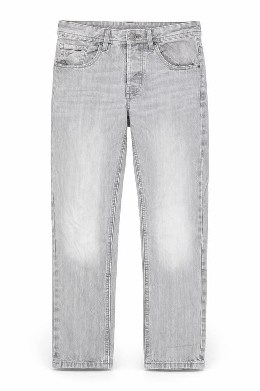 Easy Mens Grey Cotton Straight Jeans Size 30 in L29 in Slim Button