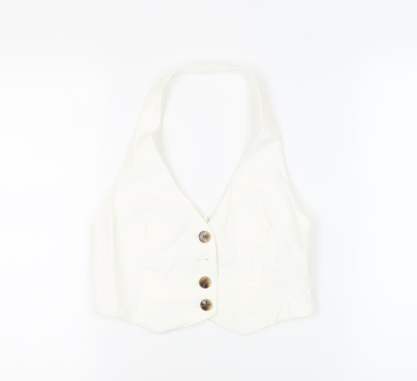 Zara Womens White Jacket Waistcoat Size XS Button