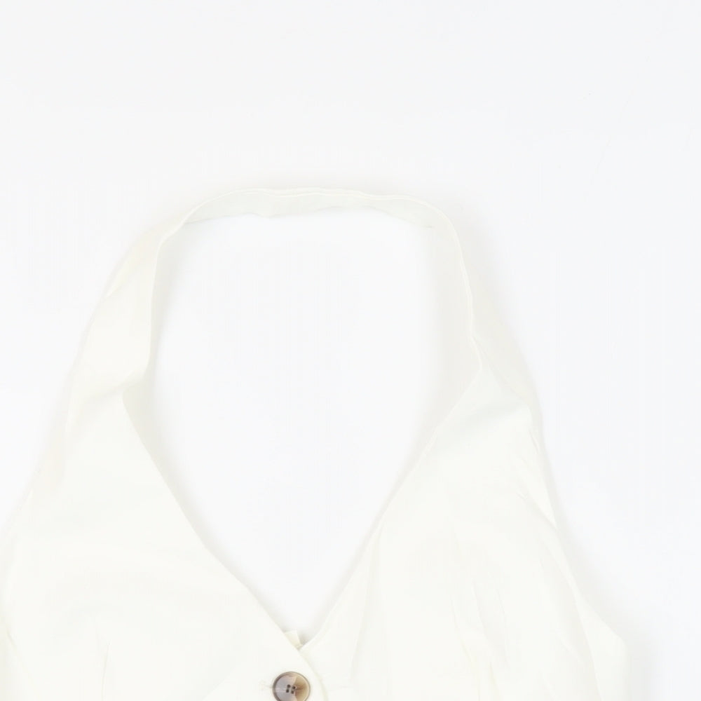 Zara Womens White Jacket Waistcoat Size XS Button