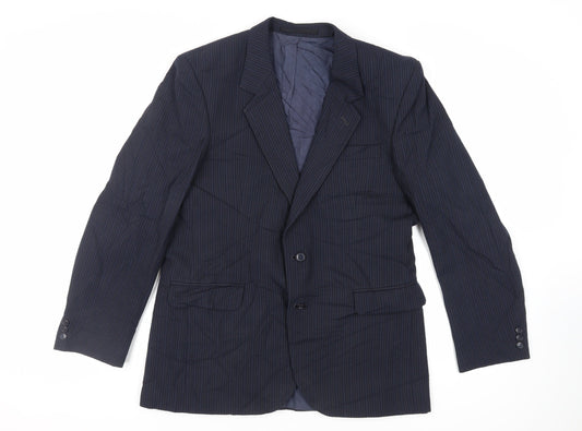Skopes Mens Blue Striped Wool Jacket Suit Jacket Size 42 Regular