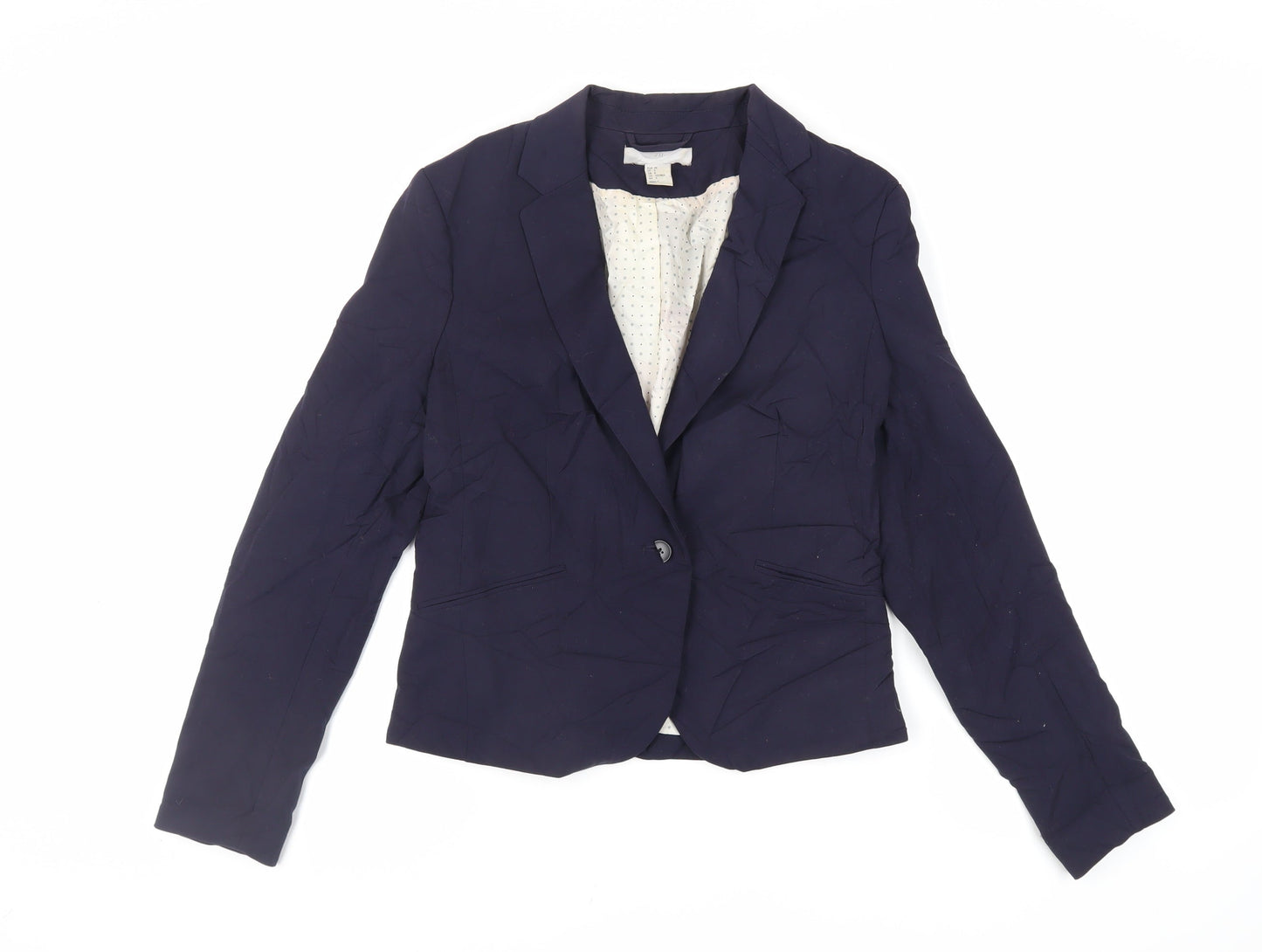 H&M Womens Blue Jacket Blazer Size 10 Button