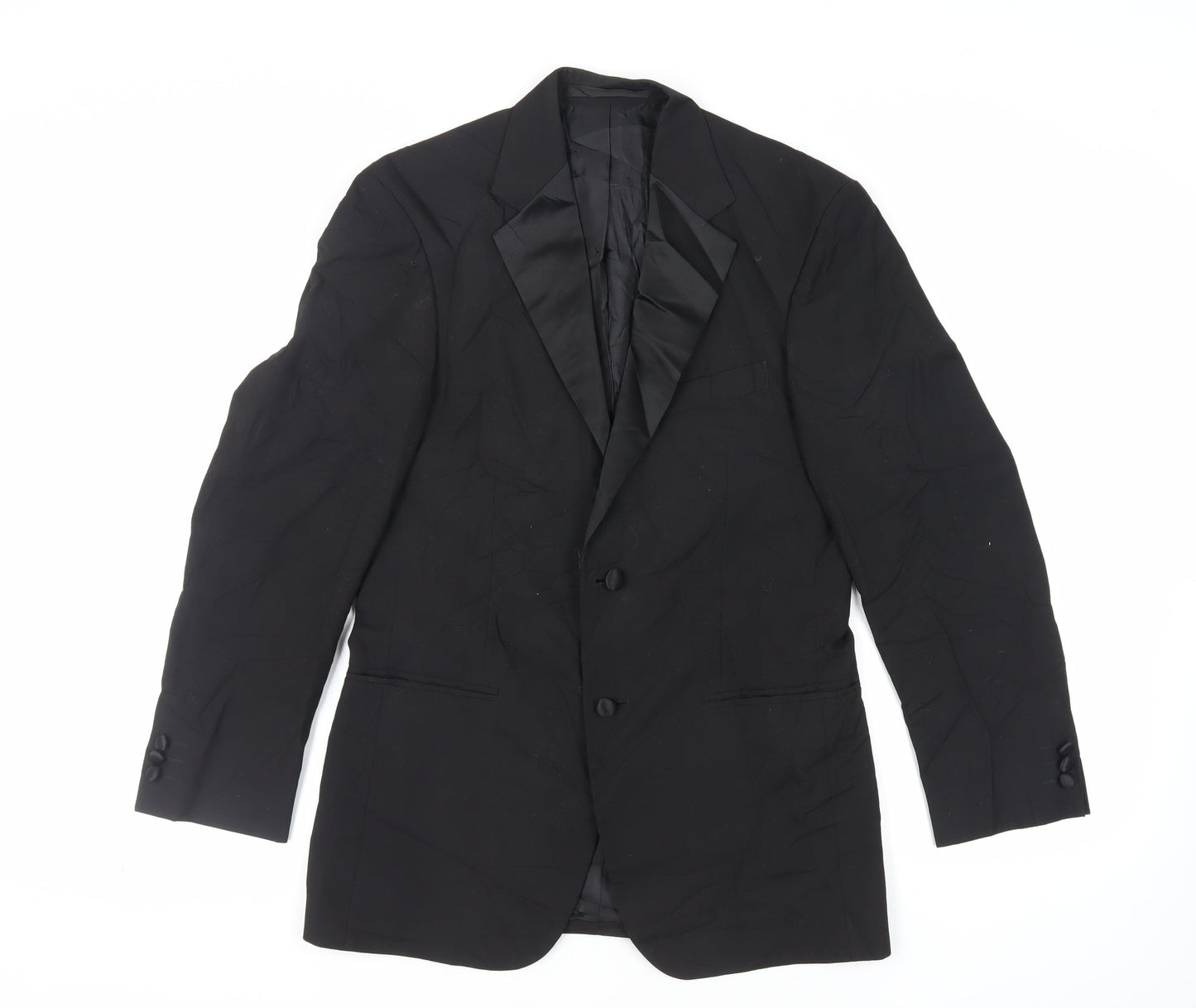 Marks and Spencer Mens Black Polyester Tuxedo Suit Jacket Size 36 Regular