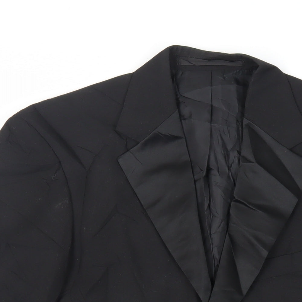 Marks and Spencer Mens Black Polyester Tuxedo Suit Jacket Size 36 Regular