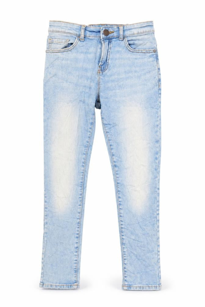 Next Girls Blue Cotton Skinny Jeans Size 12 Years Regular Zip - Elasticated Waist