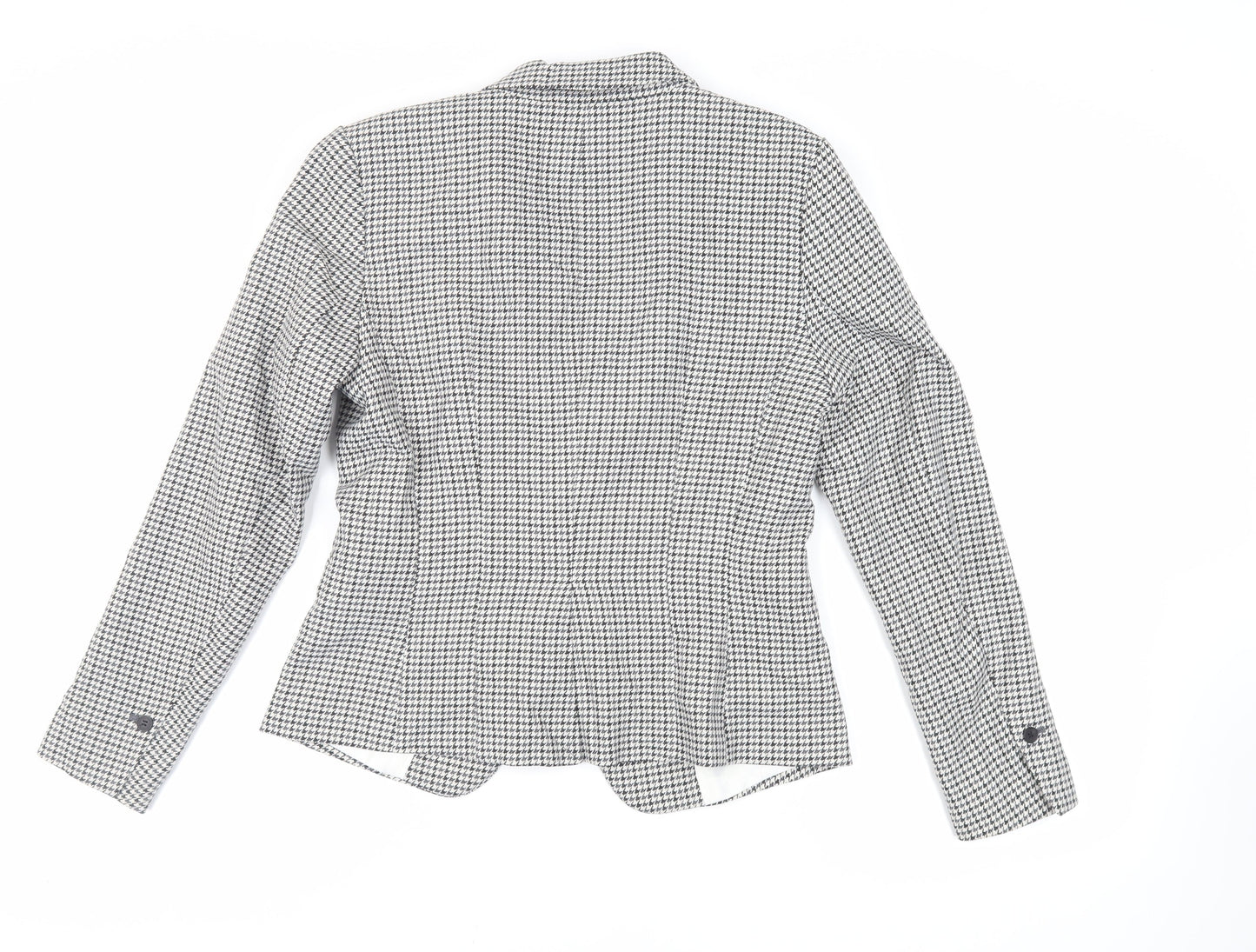 H&M Womens Grey Geometric Jacket Blazer Size 12 Button