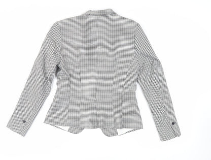 H&M Womens Grey Geometric Jacket Blazer Size 12 Button