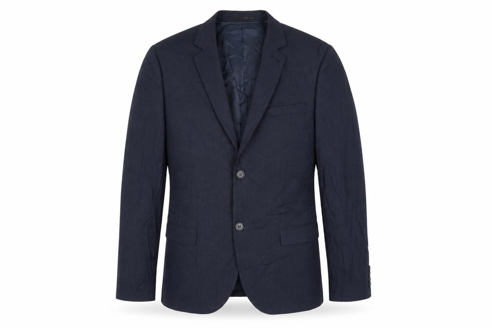Topman Mens Blue Check Polyester Jacket Suit Jacket Size 40 Regular