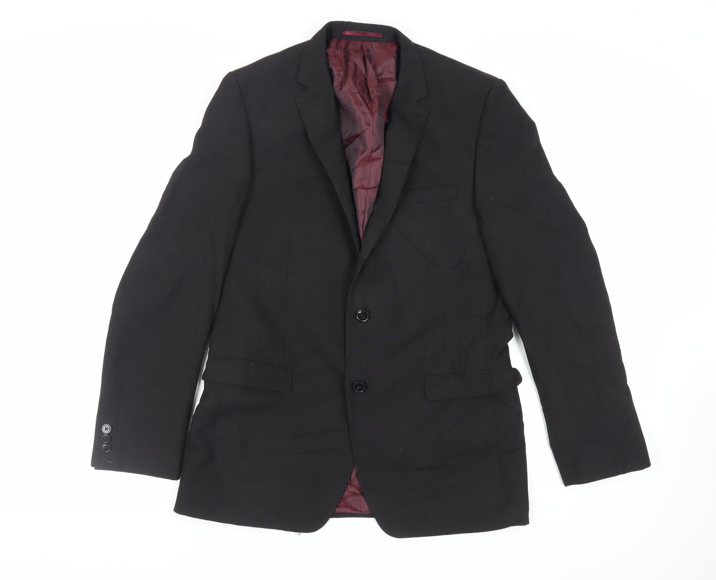 Marks and Spencer Mens Black Polyester Jacket Suit Jacket Size 38 Regular