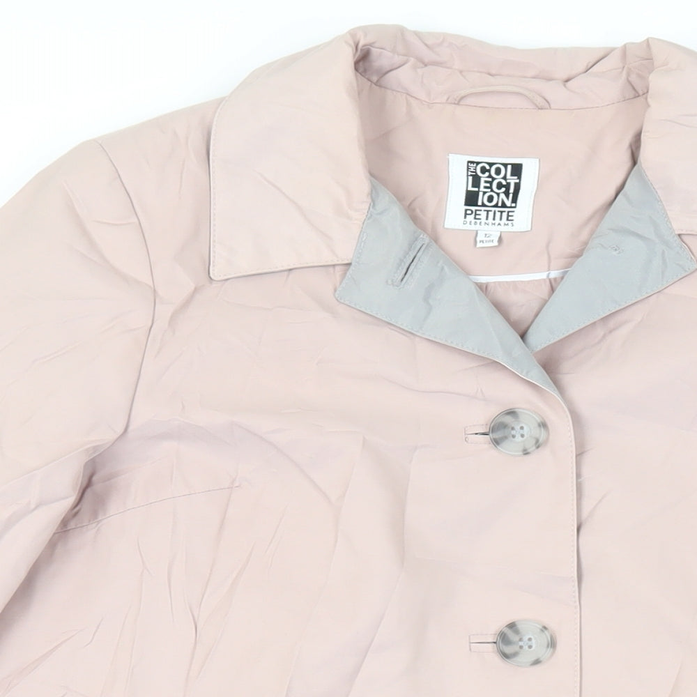 Debenhams Womens Pink Trench Coat Coat Size 12 Button