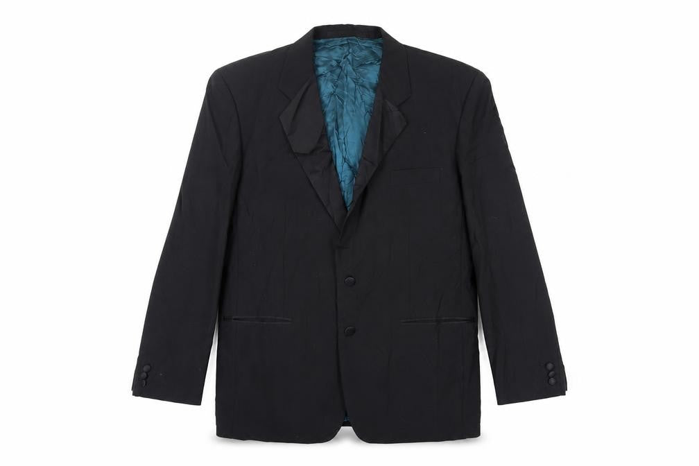 St Michael Mens Black Polyester Tuxedo Suit Jacket Size 44 Regular - Vintage