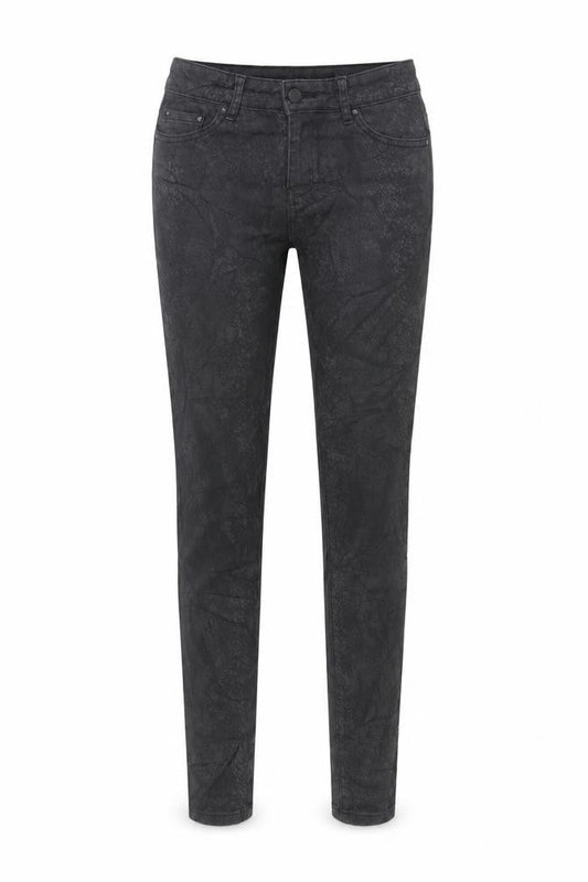 TU Womens Black Animal Print Cotton Skinny Jeans Size 10 L28 in Regular Zip - Coated