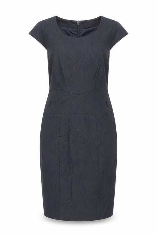 Next Womens Blue Polyester Pencil Dress Size 10 Round Neck Zip - Lined