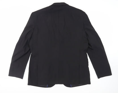 Fellini Mens Black Polyester Jacket Suit Jacket Size 46 Regular