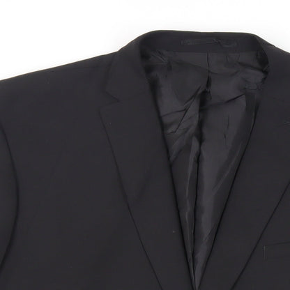 Fellini Mens Black Polyester Jacket Suit Jacket Size 46 Regular