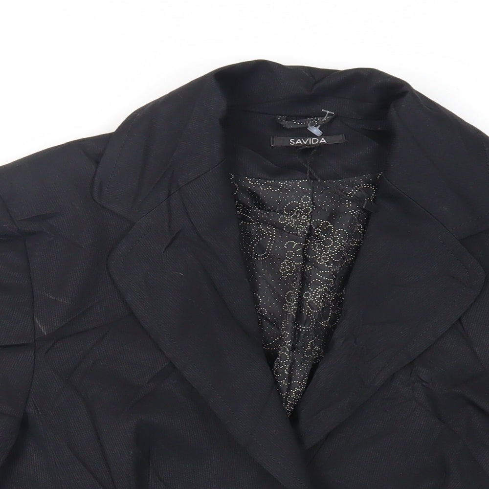 Savida Womens Black Jacket Blazer Size 14 Button