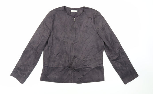 Marks and Spencer Womens Grey Jacket Size 12 Zip - Suede Effect