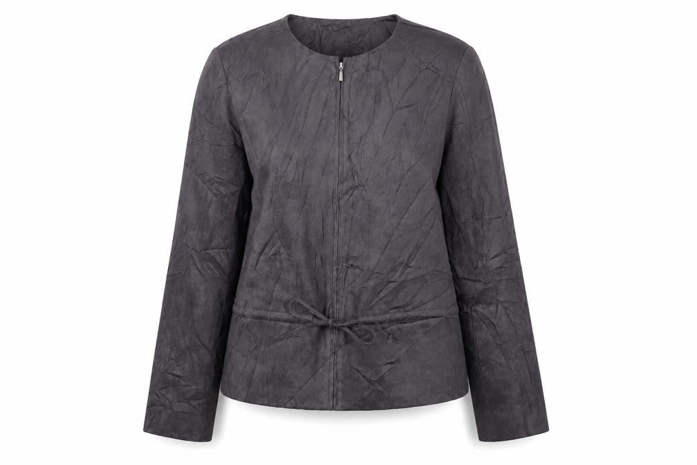 Marks & Spencer Womens Grey Jacket Size 12 Zip - Suede Effect