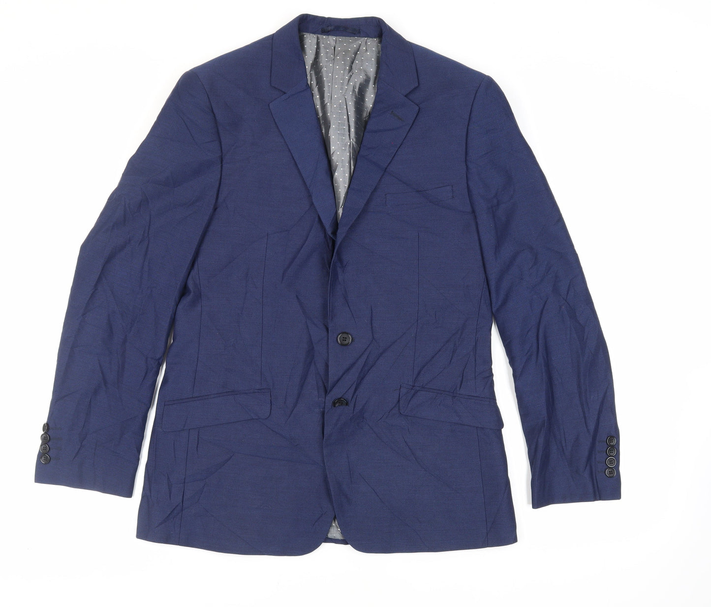 Dobell Mens Blue Polyester Jacket Suit Jacket Size 40 Regular