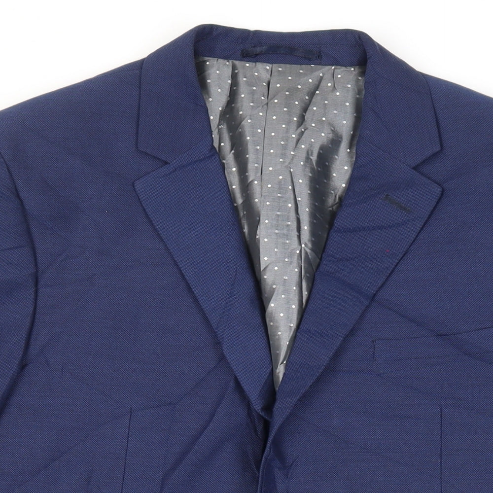 Dobell Mens Blue Polyester Jacket Suit Jacket Size 40 Regular