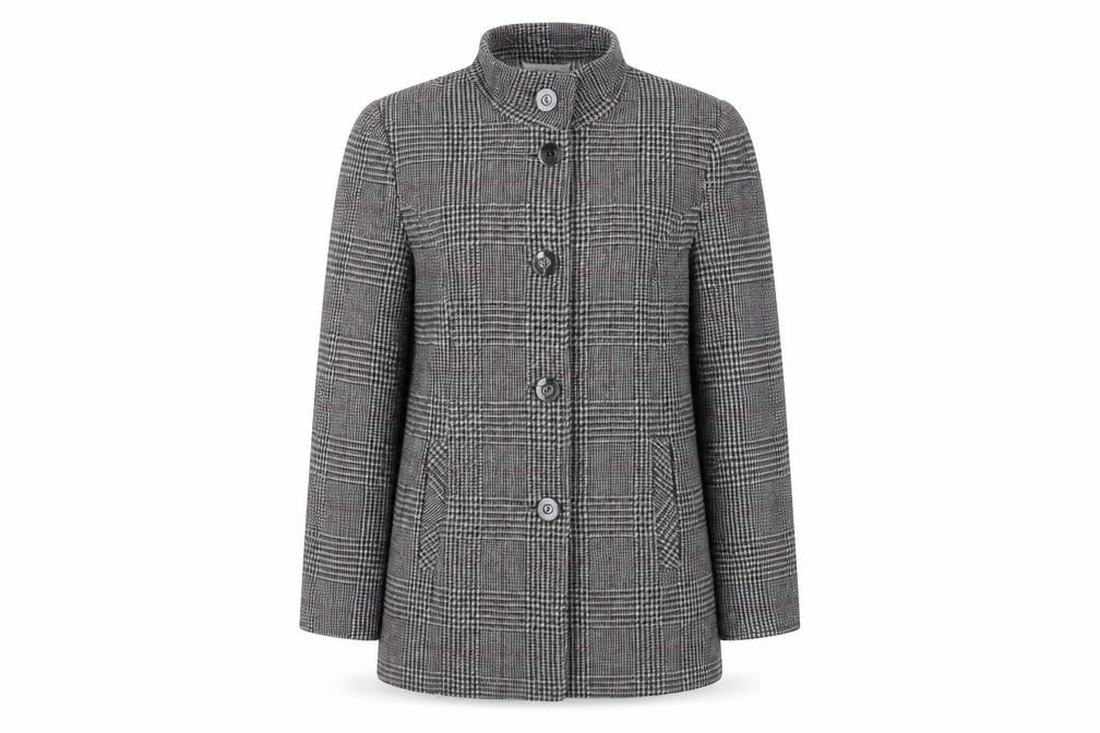 Classics Womens Grey Plaid Jacket Blazer Size 10 Button