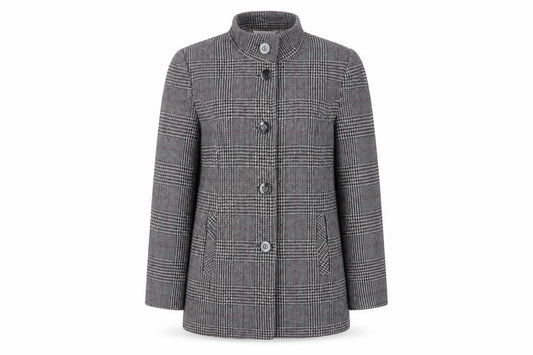 Classics Womens Grey Plaid Jacket Blazer Size 10 Button