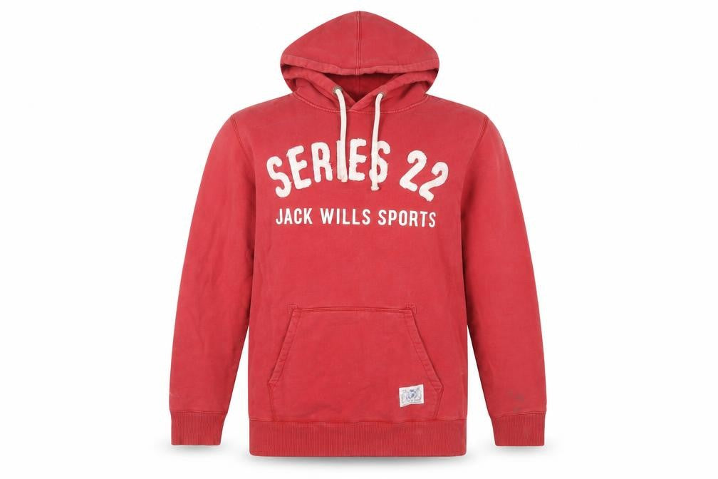 Jack Wills Mens Red Cotton Pullover Hoodie Size S - Vintage