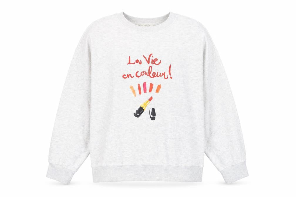 H&M Womens Grey Cotton Pullover Sweatshirt Size M Pullover - French Slogan
