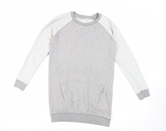 NEXT Womens Grey Cotton Pullover Sweatshirt Size 8 Pullover - Pockets
